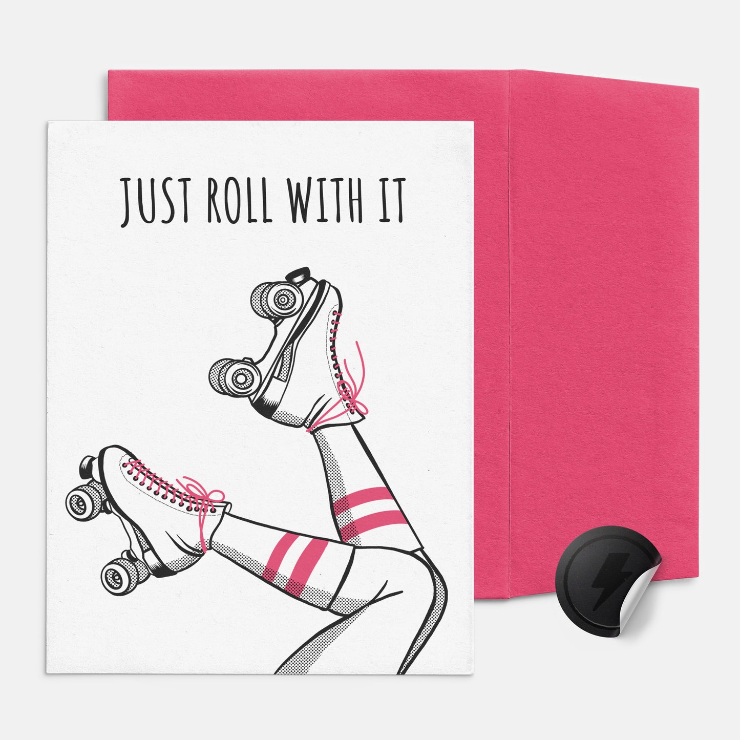 Roller skates just roll with it card