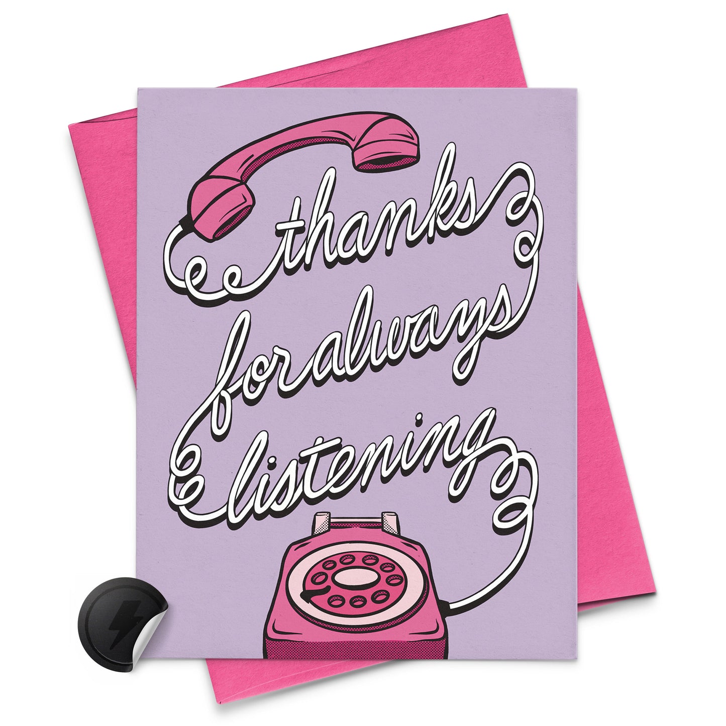 retro phone, thanks for listening card