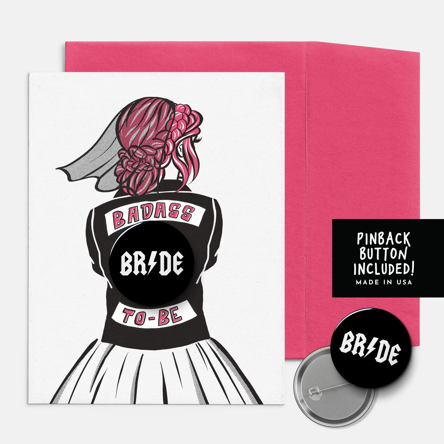 Badass Bride To Be, Button Pin Card