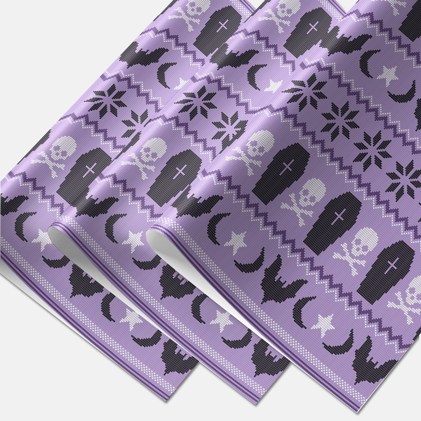 3 sheets of coffin and skull gift wrap paper