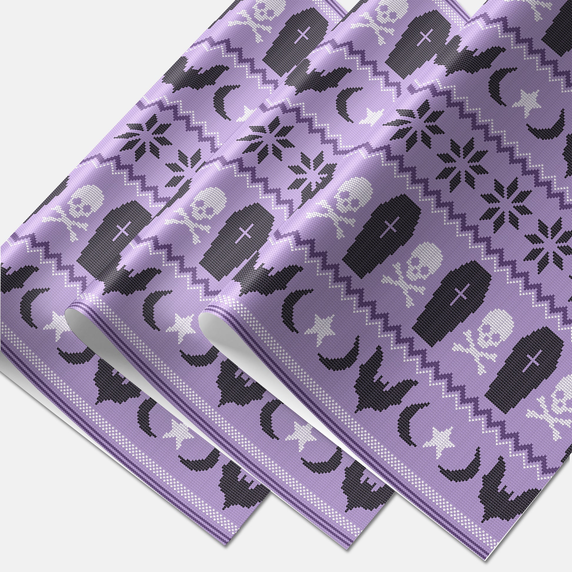 3 sheets of coffin and skull gift wrap paper