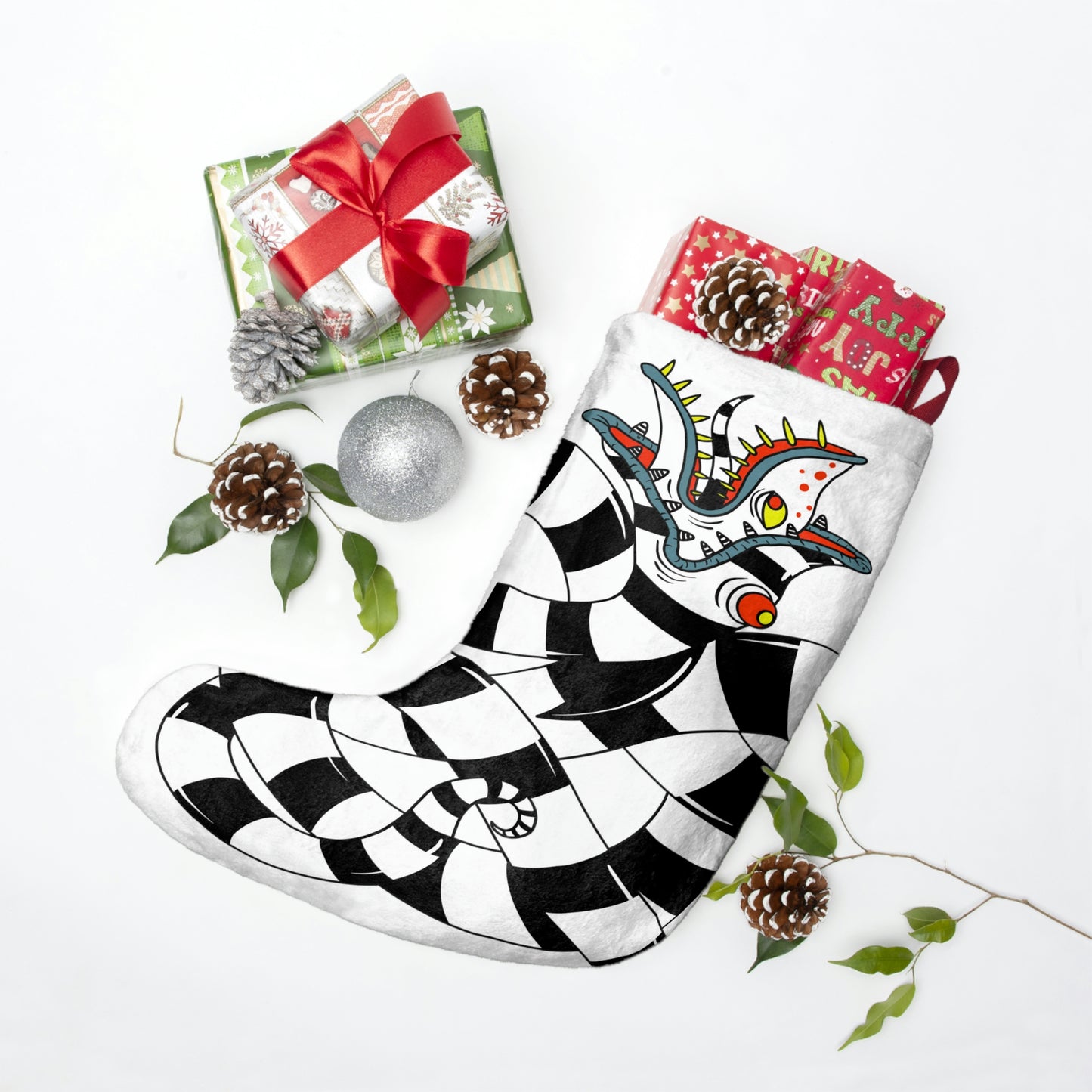 Sandworm Christmas Stockings BeetleJuice in White