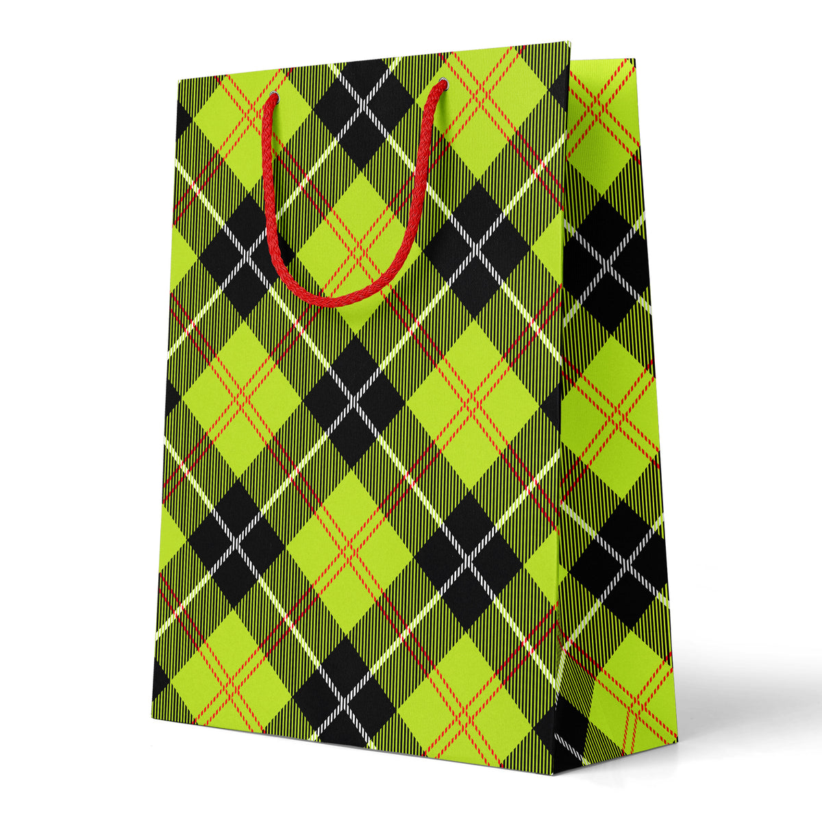 Green Punk Plaid Xmas Gift Bag