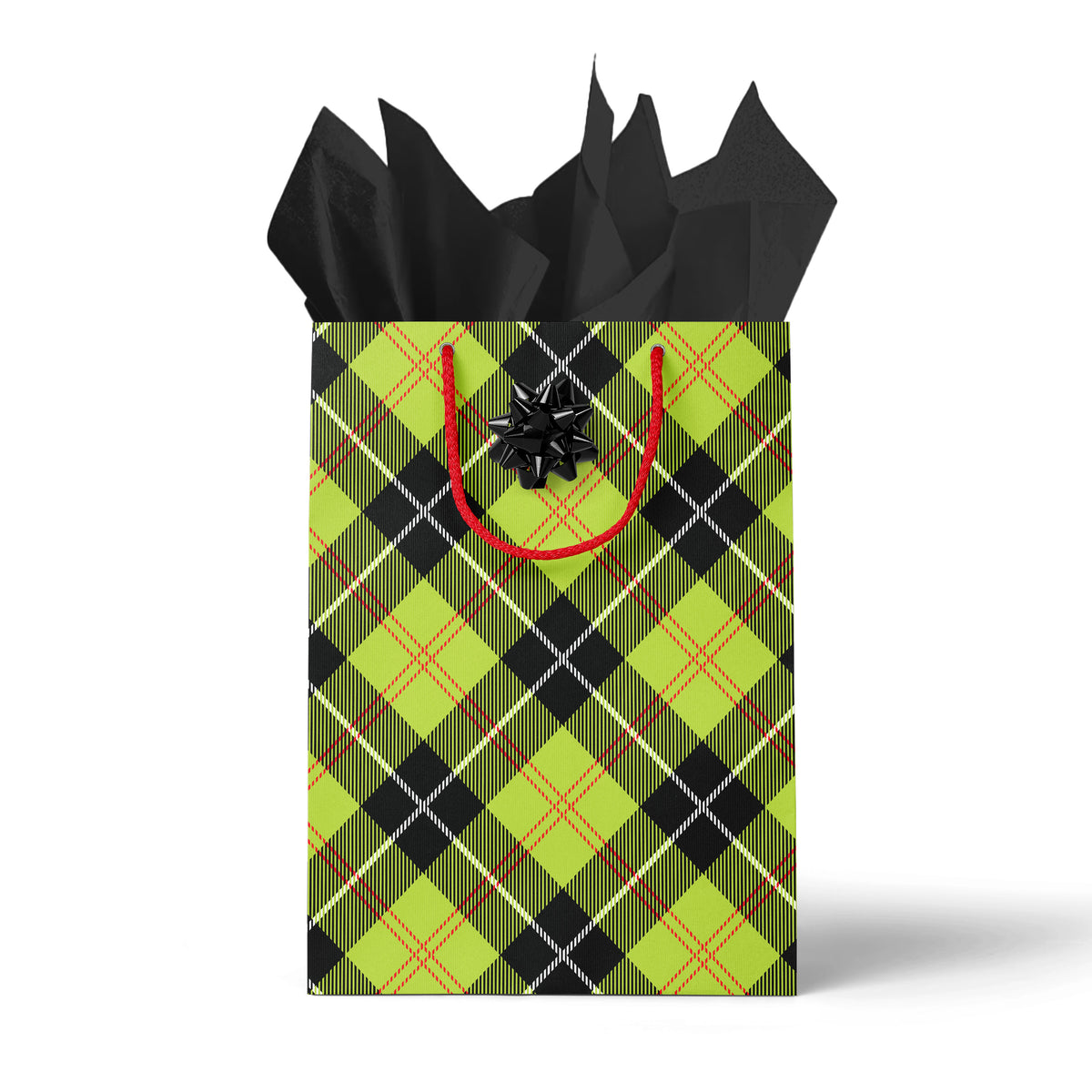 Green Punk Plaid Xmas Gift Bag