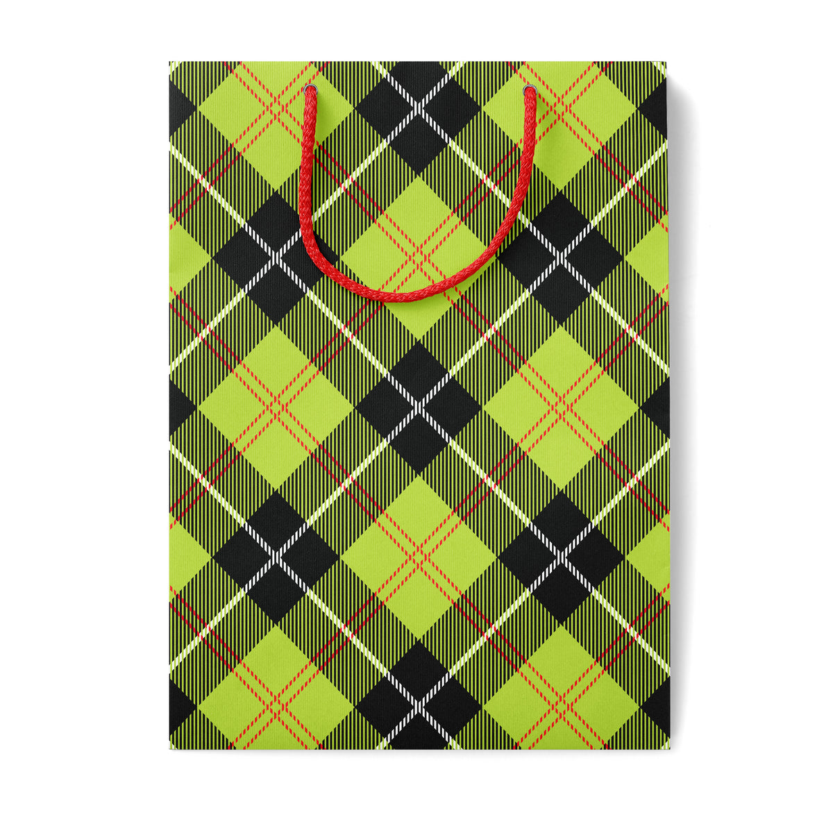 Green Punk Plaid Xmas Gift Bag