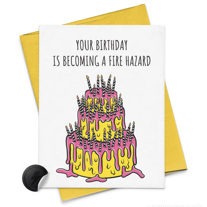 FIRE hazard birthday cake