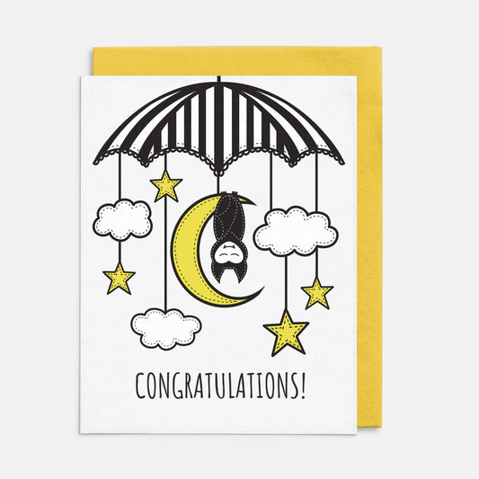 Congratulations Baby Bat Mobile Card