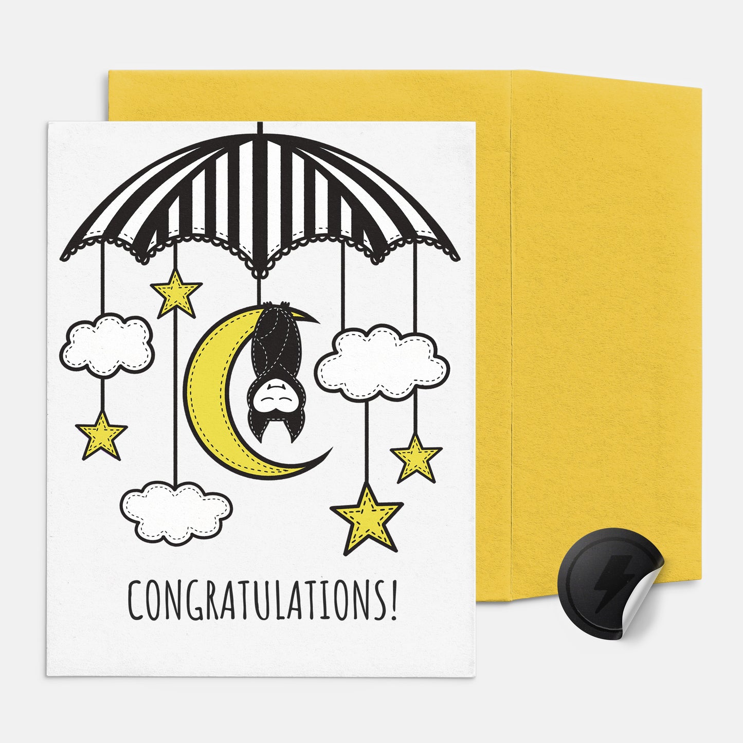 Congratulations Baby Bat Mobile Card