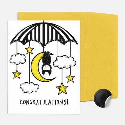 Congratulations Baby Bat Mobile Card