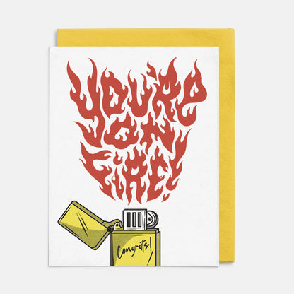 You're on fire congratulations greeting card
