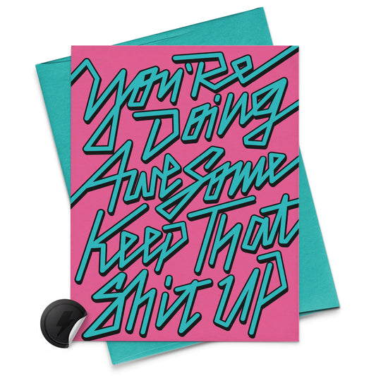 retro lettering you're doing awesome card