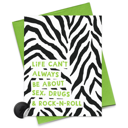 sex, drug, and rock n roll card
