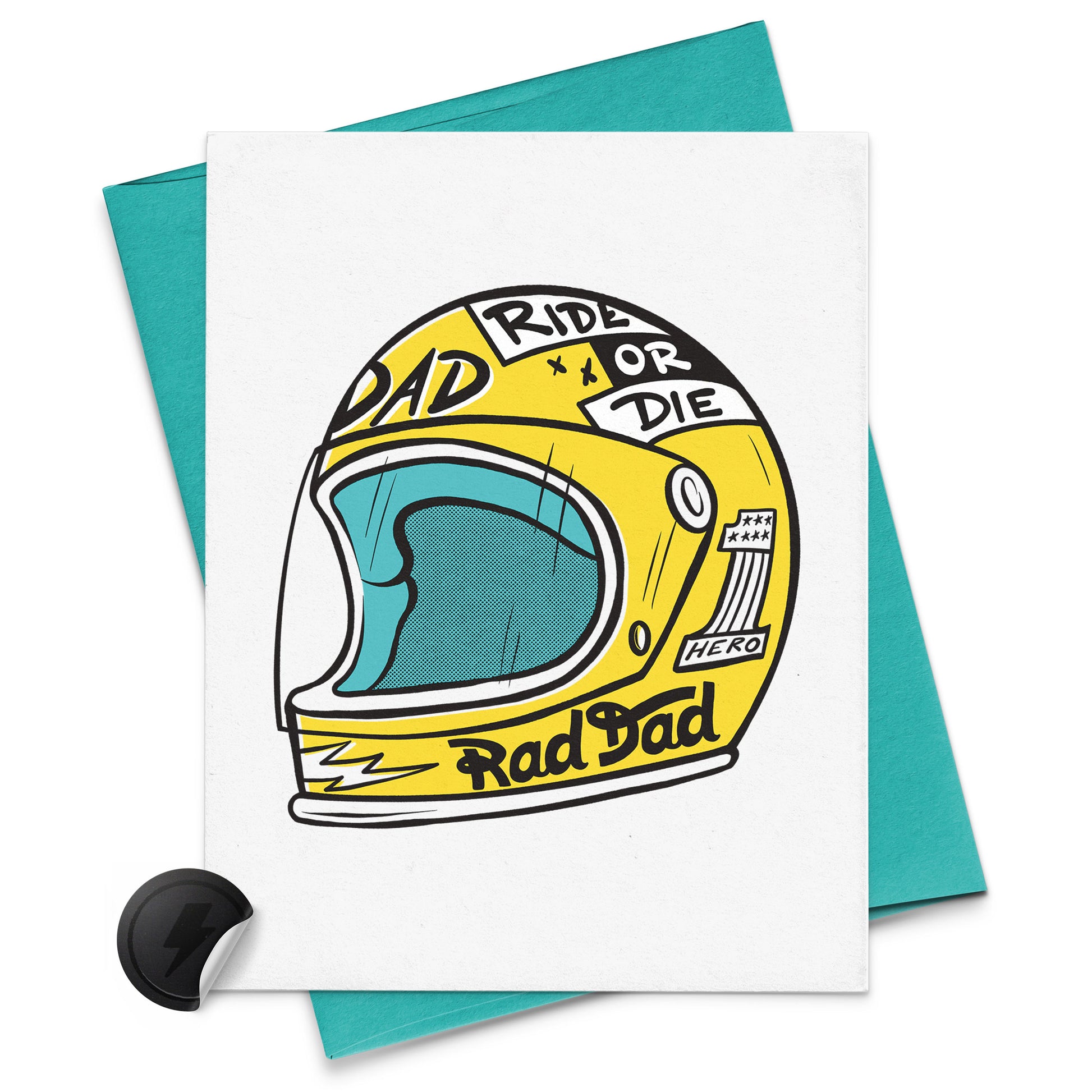 Rad Dad Motorcycle Helmet Greeting Card