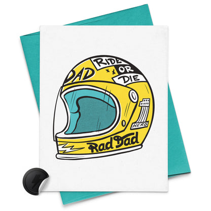 Rad Dad Motorcycle Helmet Greeting Card