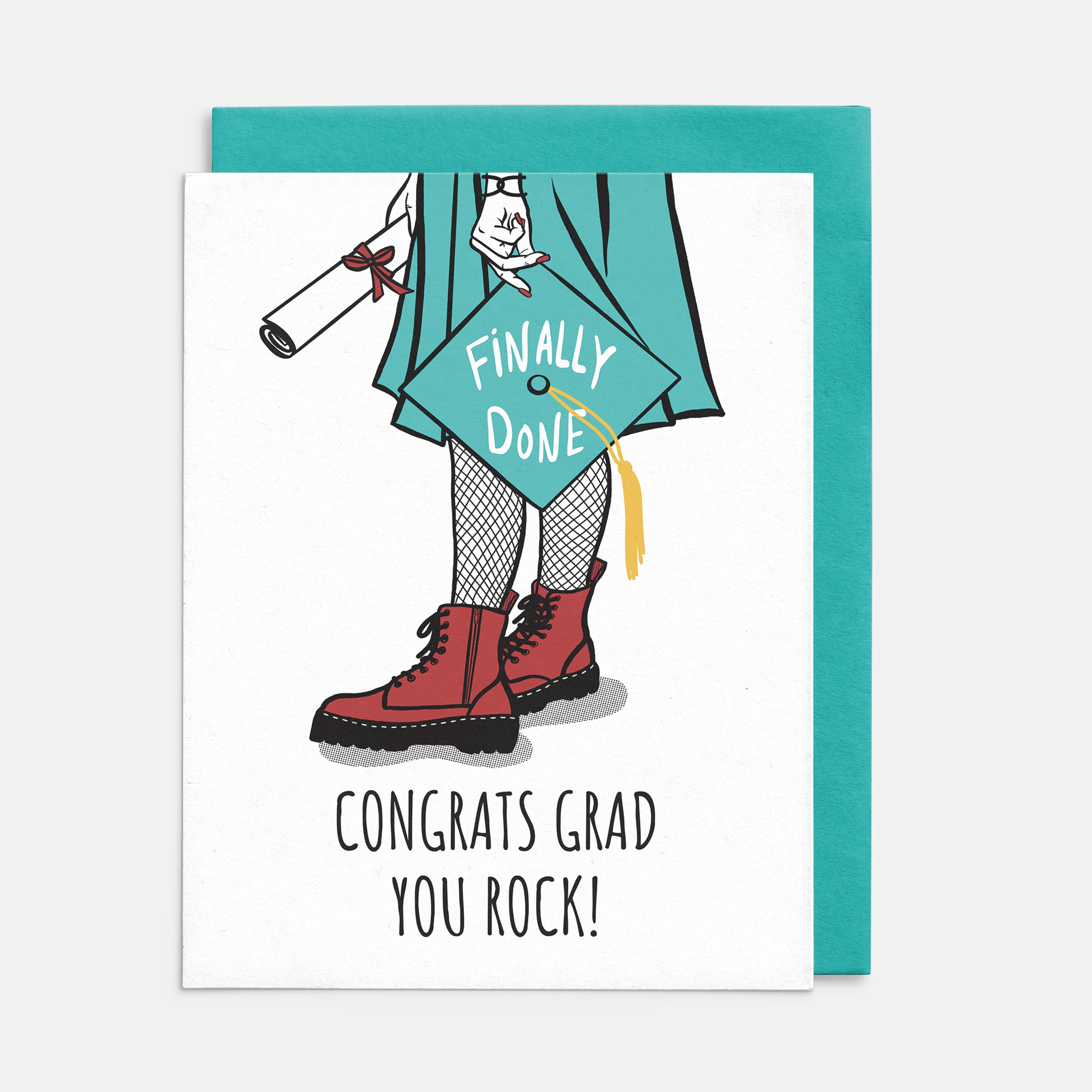 Graduation Greeting Card, Grad You Rock, Congratulations! – Rock'N Paper