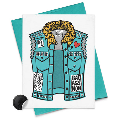 bad ass mom denim vest with patches 