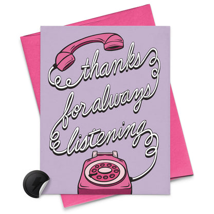 retro phone, thanks for listening card