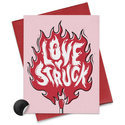 a match strike shows love struck card
