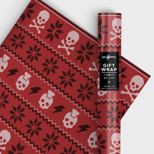 gift wrap with skulls and mohawks