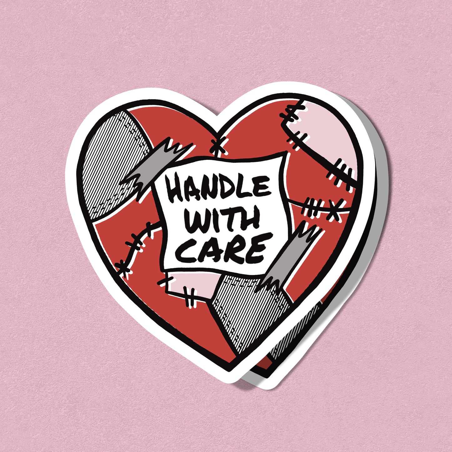 Handle with Care Heart - UV Raised Sticker